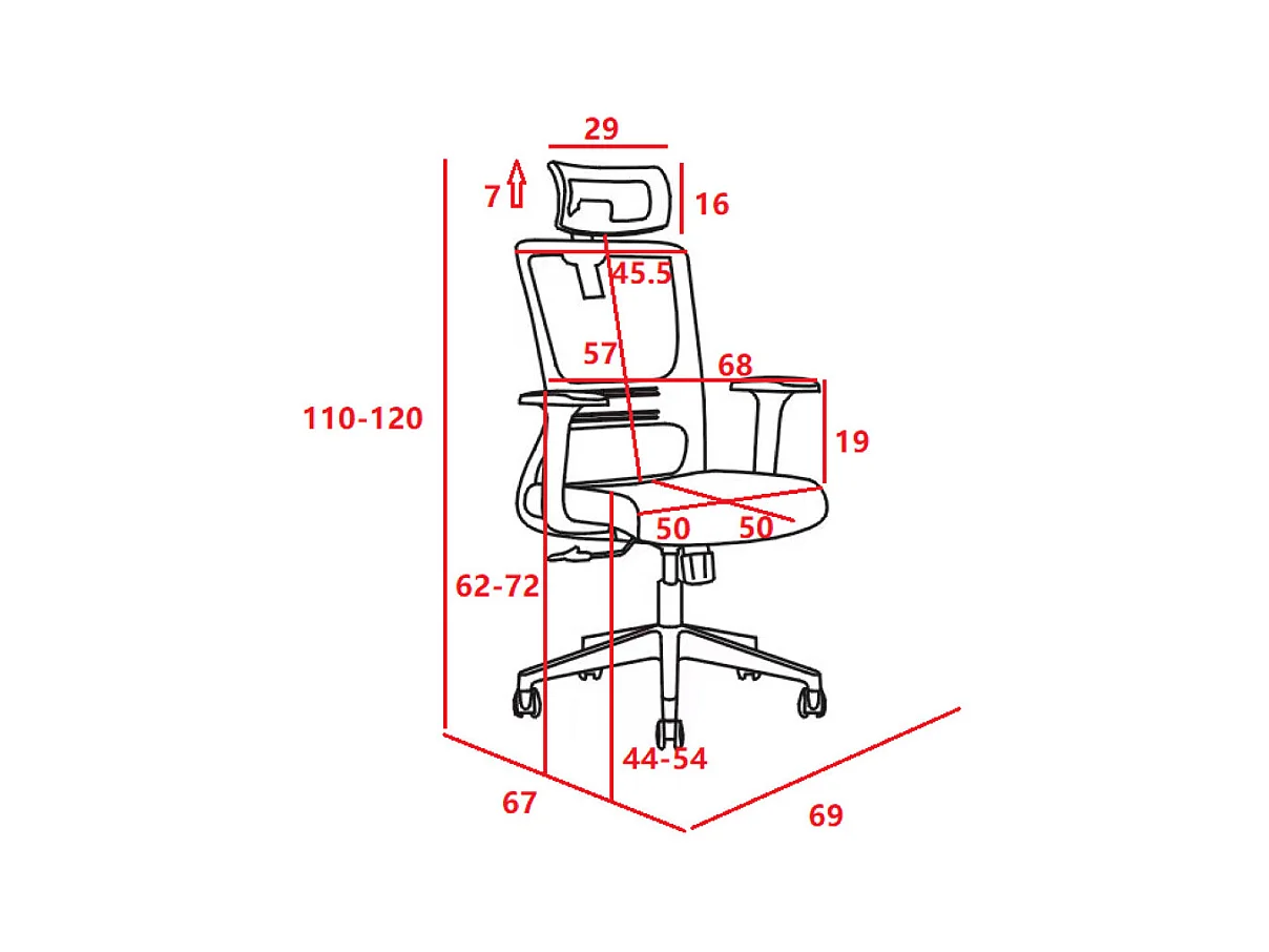 Chaise de bureau - Pivotante et réglable en hauteur - Tissu et résille - Noir - TONTA