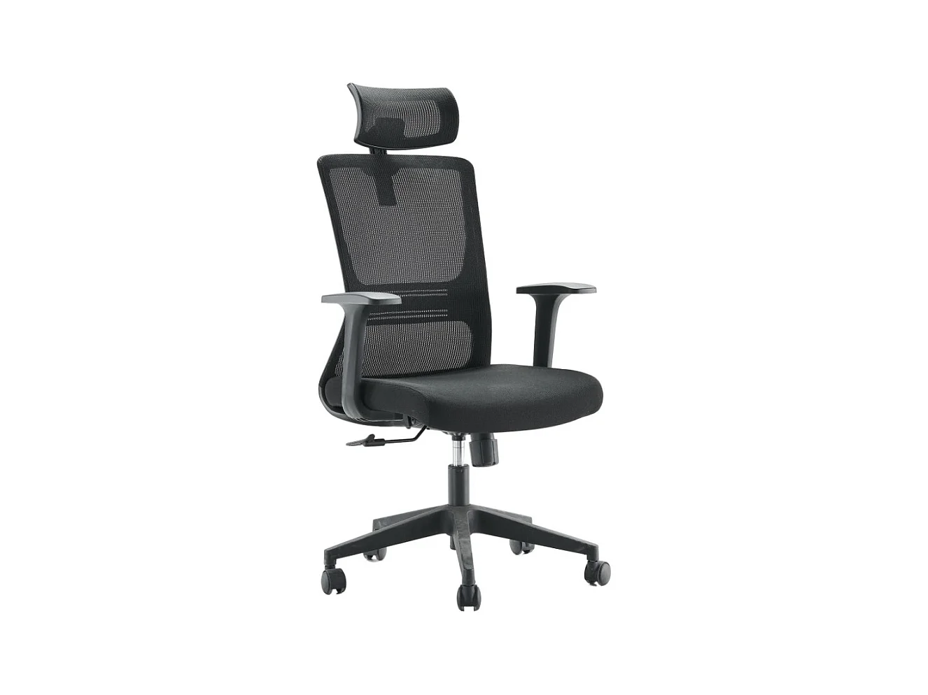 Chaise de bureau - Pivotante et réglable en hauteur - Tissu et résille - Noir - TONTA