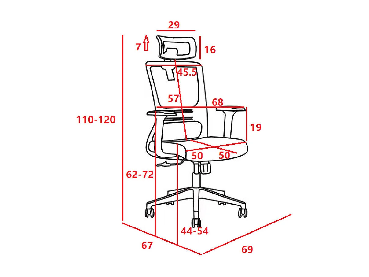 Bureaustoel - Draaibaar en in hoogte verstelbaar - Stof & netbespanning - zwart - TONTA