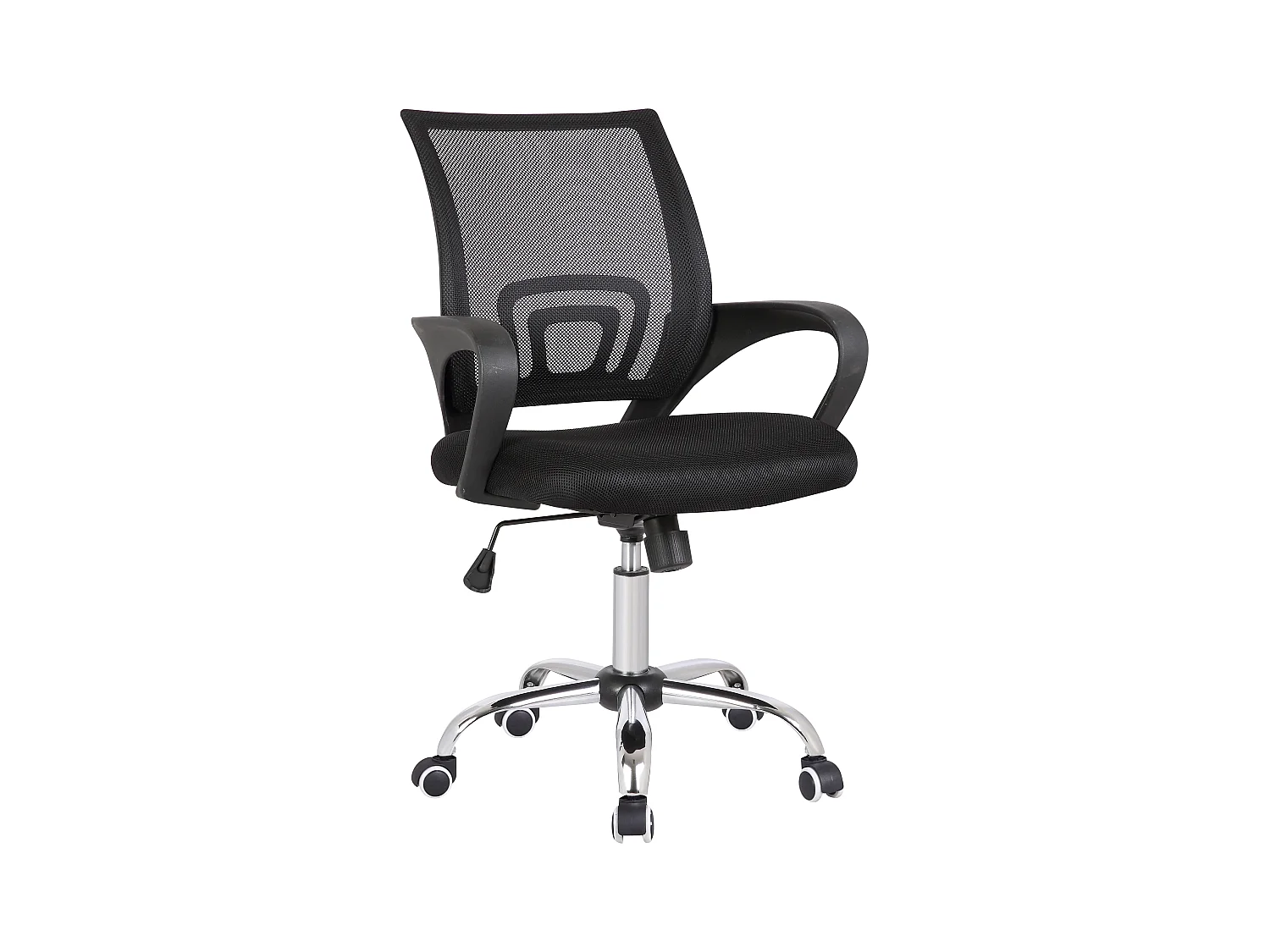 Chaise de bureau - Pivotante et réglable en hauteur - Tissu et résille - Noir - KORUS