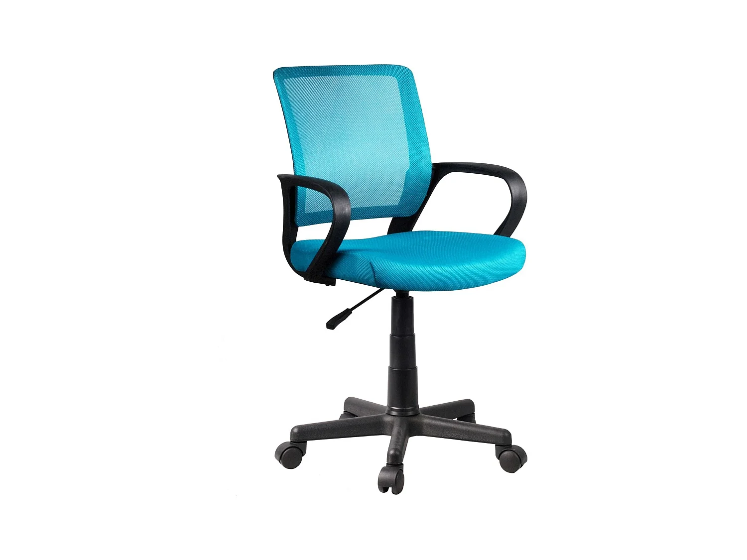 Chaise de bureau pour enfant - Pivotante et réglable en hauteur - Tissu et résille - Turquoise - HELENA