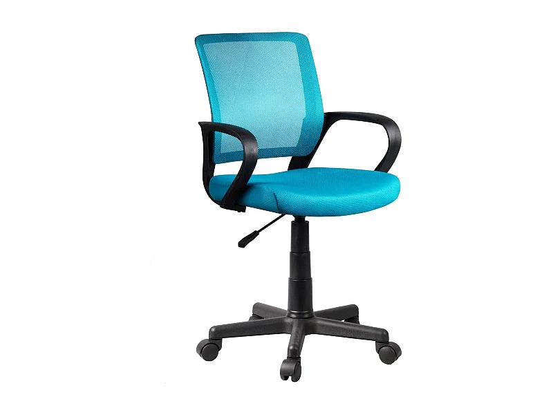 Cadeira de escritório para criança - Giratória e regulável em altura - Tecido e tela - Turquesa - HELENA