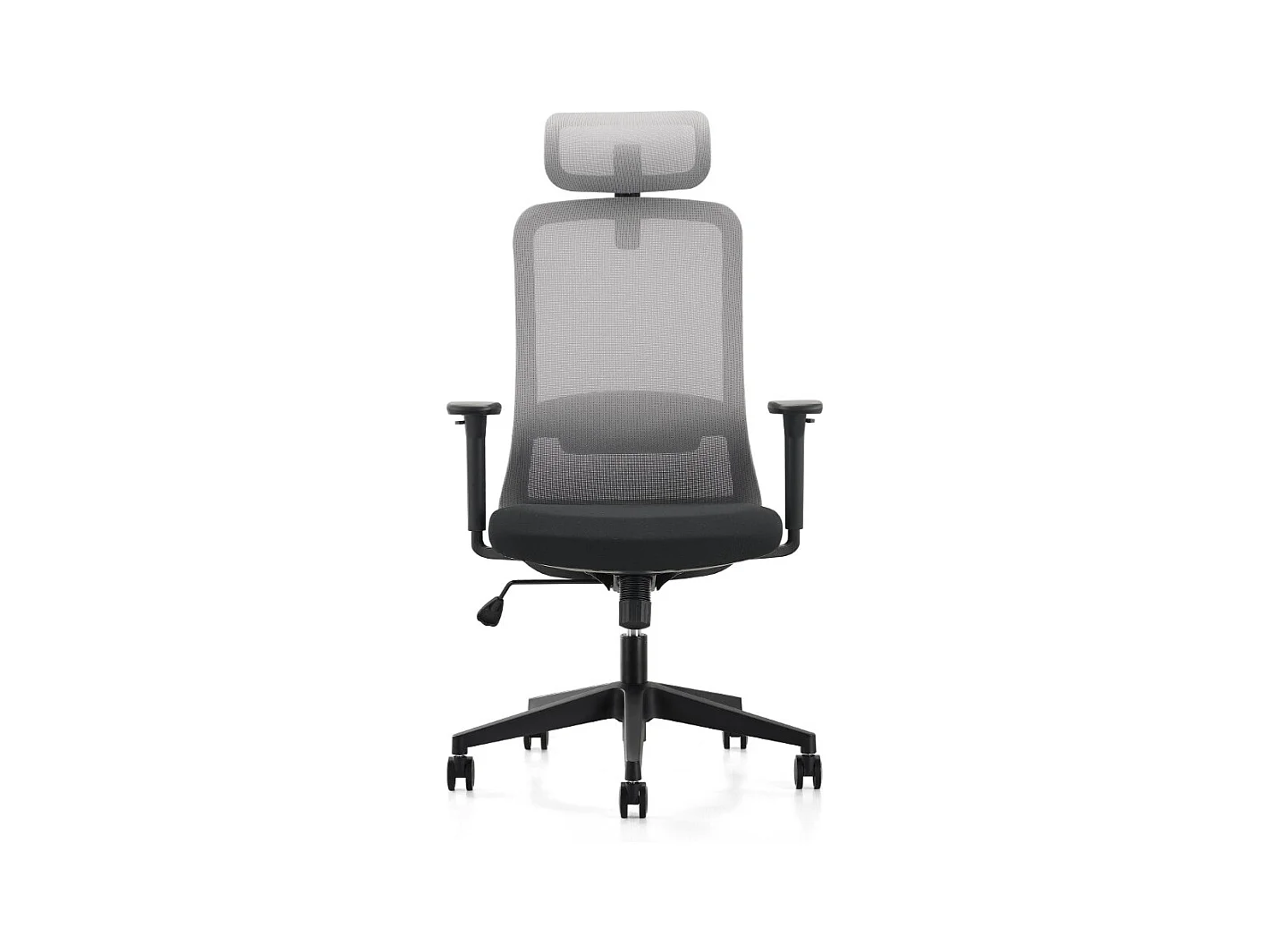 Chaise de bureau - Pivotante et réglable en hauteur - Tissu et résille - Gris et noir - MELTE