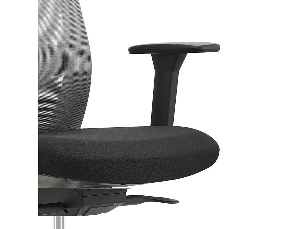 Chaise de bureau - Pivotante et réglable en hauteur - Tissu et résille - Gris et noir - MELTE