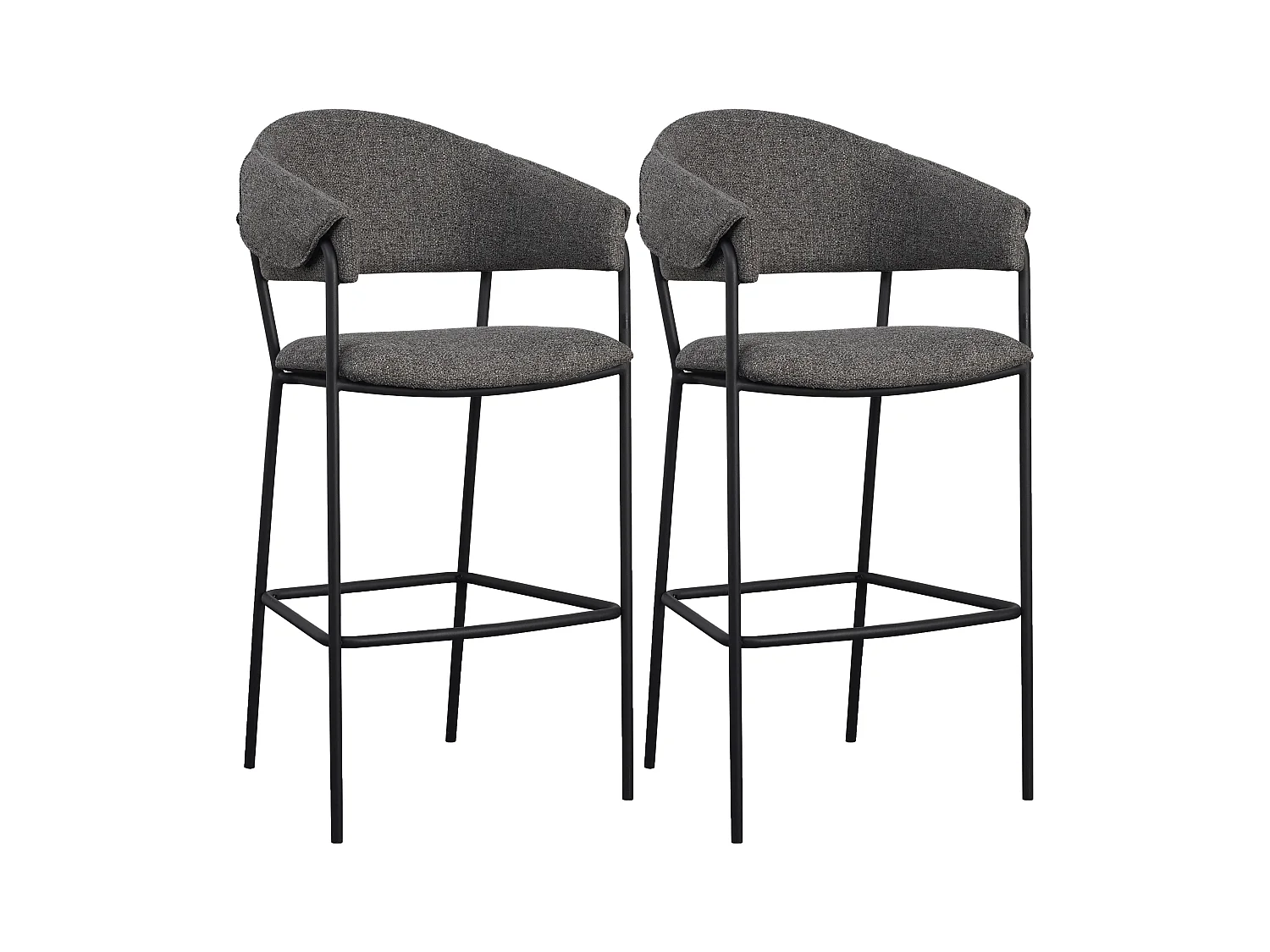 Lot de 4 tabourets de bar - tissu et métal - gris clair - MARGOTH