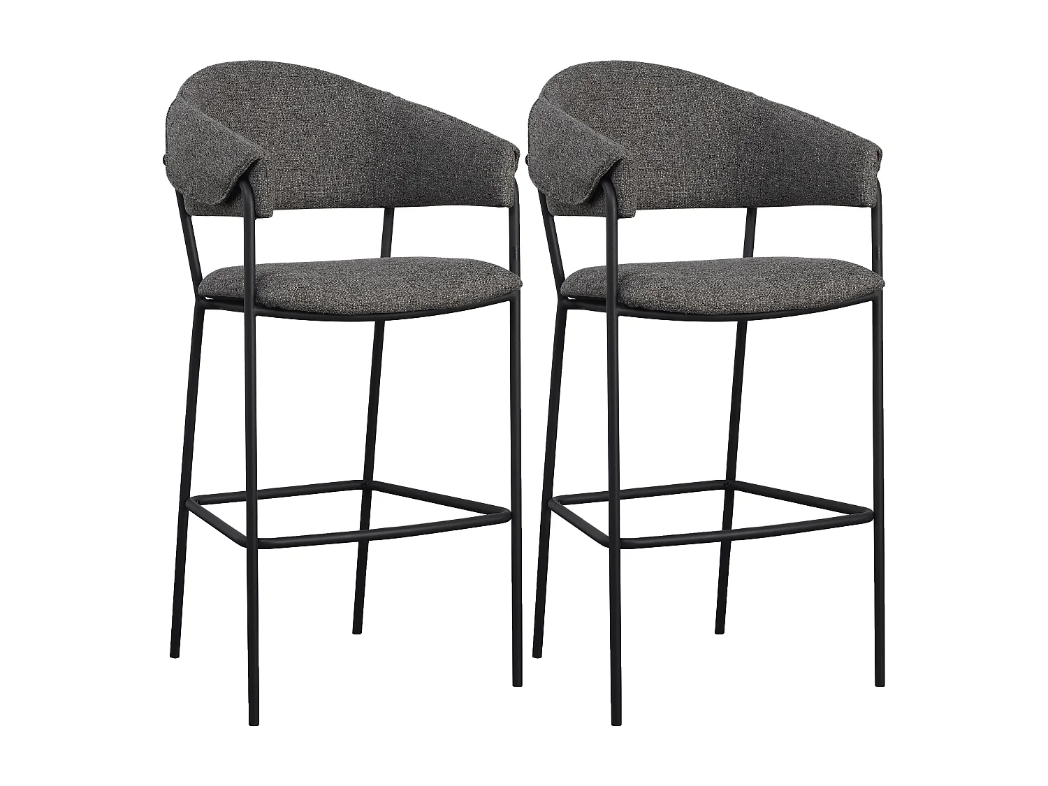 Lot de 4 tabourets de bar - tissu et métal - gris clair - MARGOTH