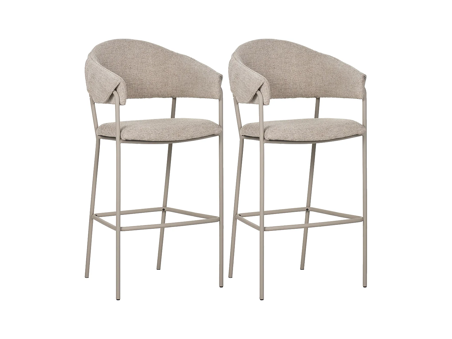 Lot de 4 tabourets de bar - tissu et métal - marron - MARGOTH