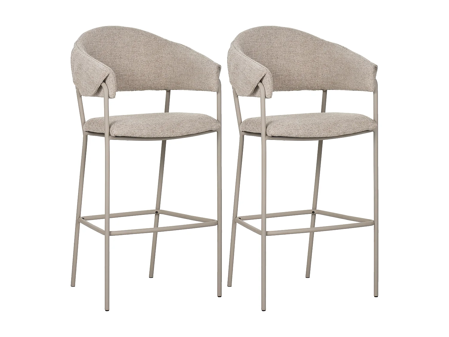 Lot de 4 tabourets de bar - tissu et métal - marron - MARGOTH