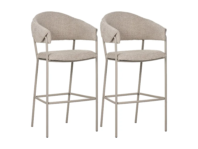 Lot de 2 tabourets de bar - tissu et métal - beige - KARTAR