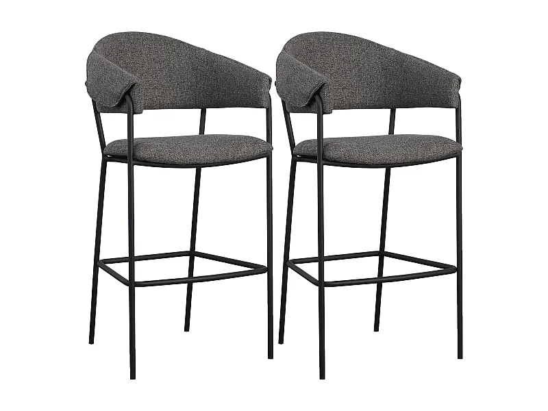 Barkruk set van 2 - stof en metaal - antraciet - KARTAR