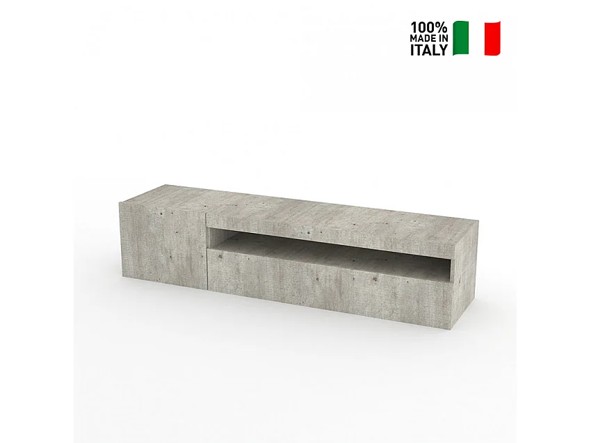 Mueble TV moderno con puerta y cajón abatible 150cm Daiquiri Concrete M
