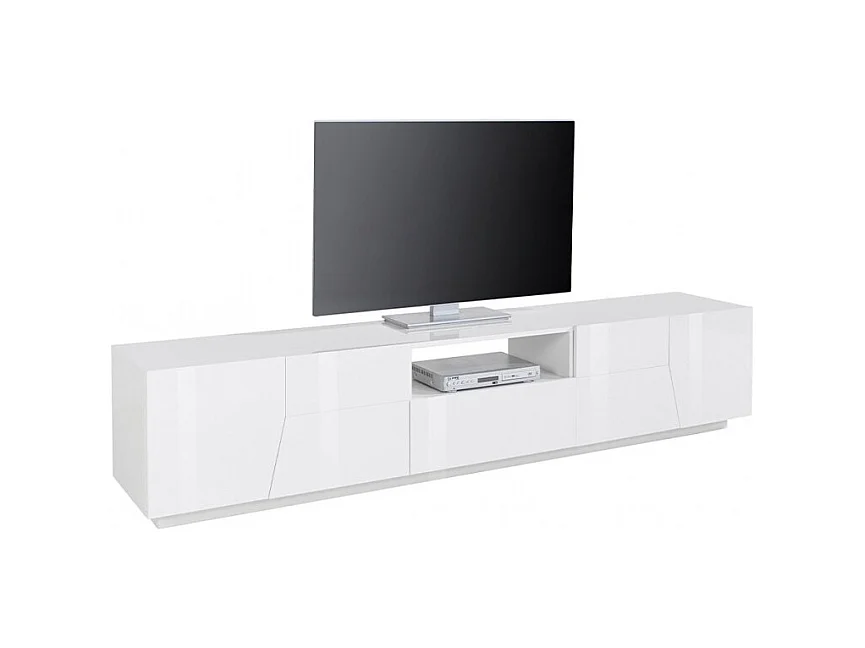Mobile TV da salotto moderno 220x43cm bianco lucido Tetris
