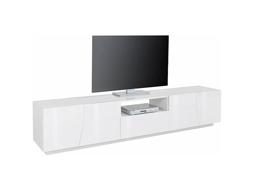 Mobile TV da salotto moderno 220x43cm bianco lucido Tetris