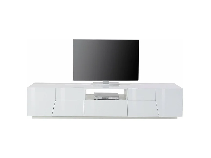 Mobile TV da salotto moderno 220x43cm bianco lucido Tetris