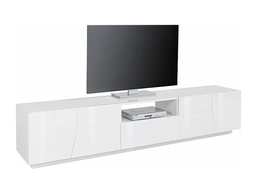 Mobile TV da salotto moderno 220x43cm bianco lucido Tetris