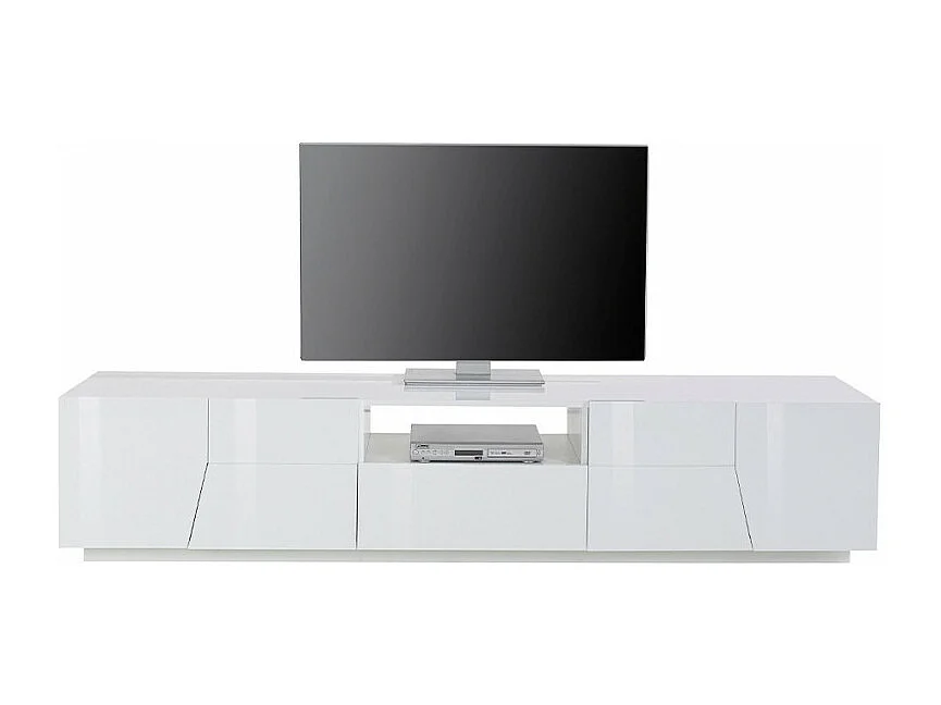 Mobile TV da salotto moderno 220x43cm bianco lucido Tetris