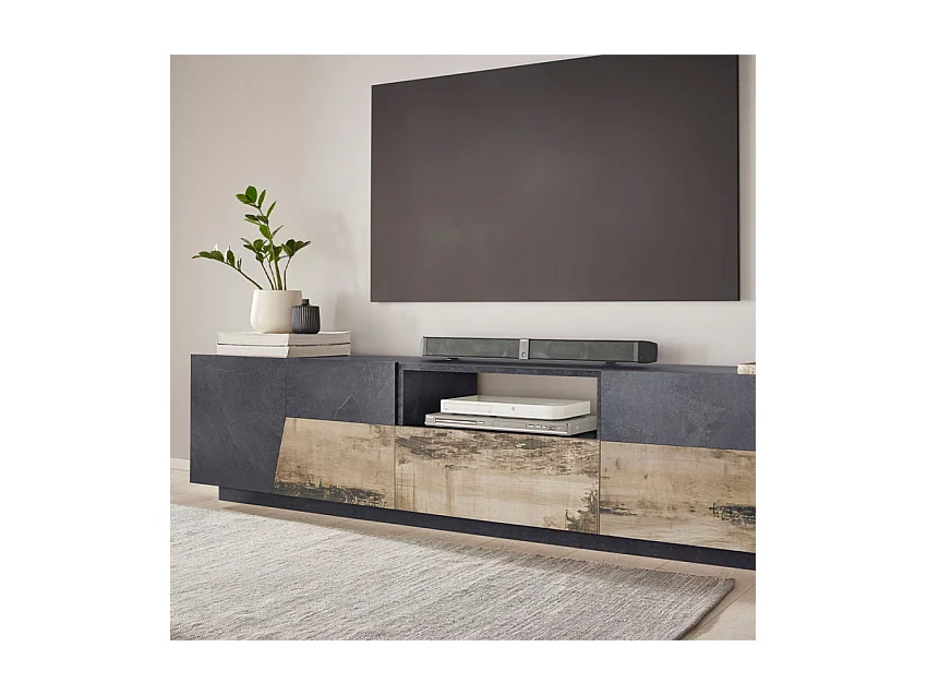 Meuble TV salon 220x43 cm mur design moderne Volta