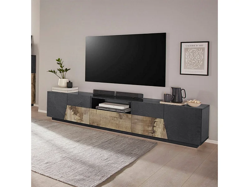 Mobile TV salotto 220x43 cm parete design moderno Volta