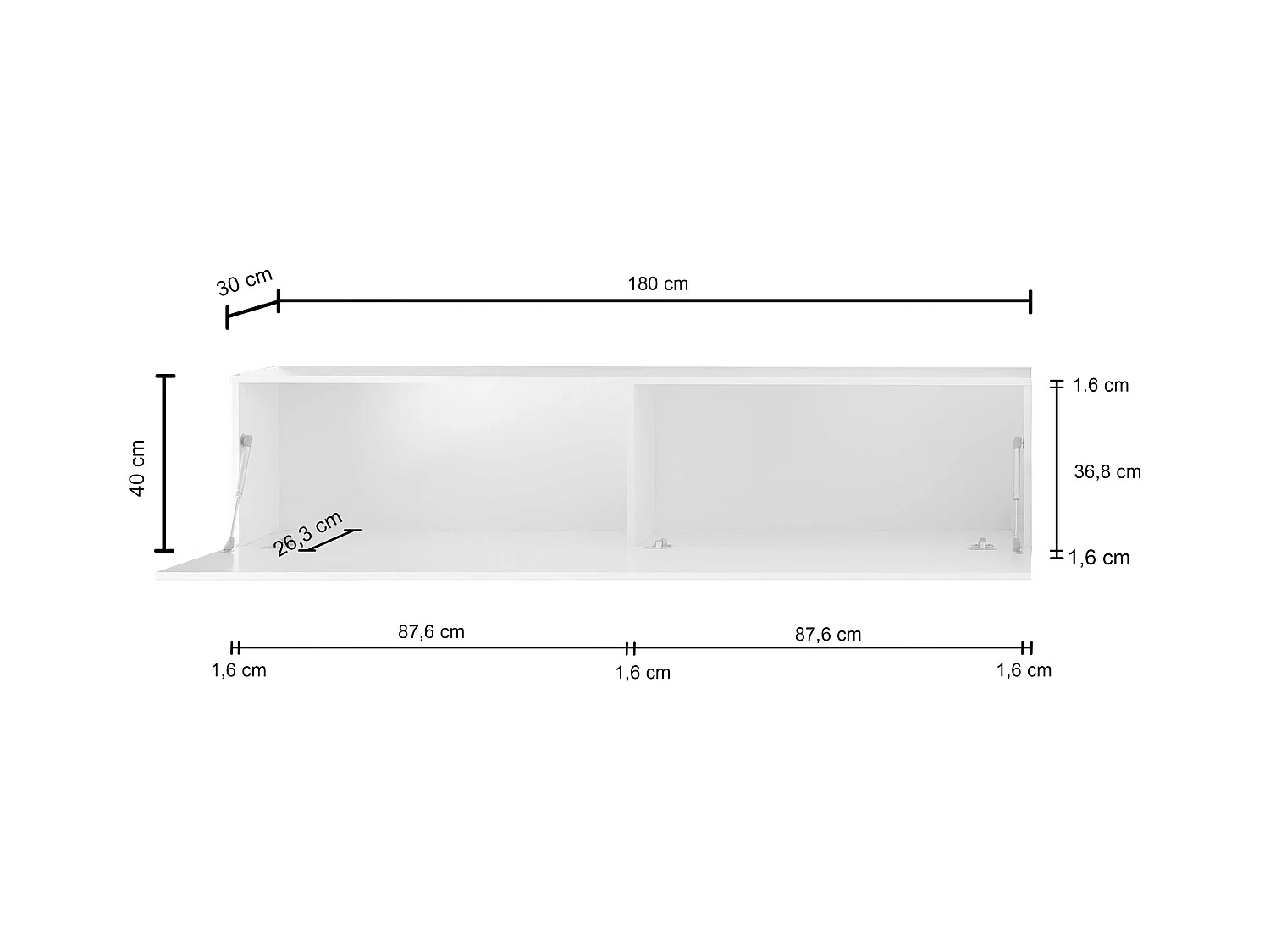Mobile porta tv Maruska con 1 anta a ribalta antracite opaco 180x30x40 cm