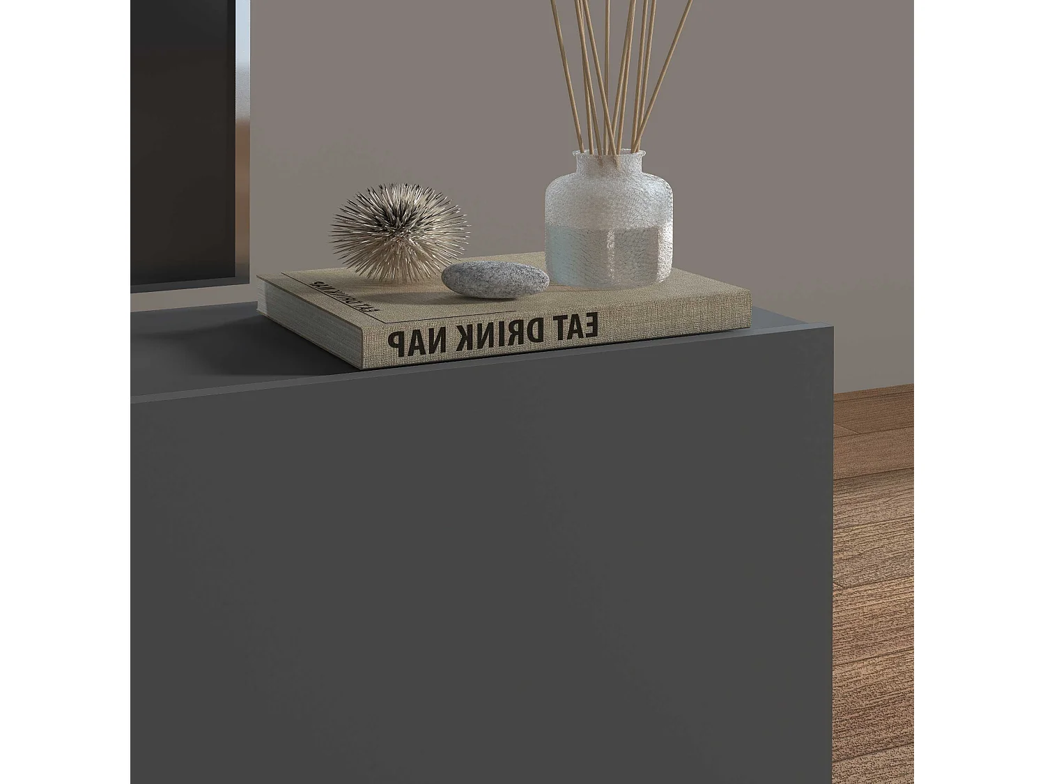 Mobile porta tv Maruska con 1 anta a ribalta antracite opaco 180x30x40 cm