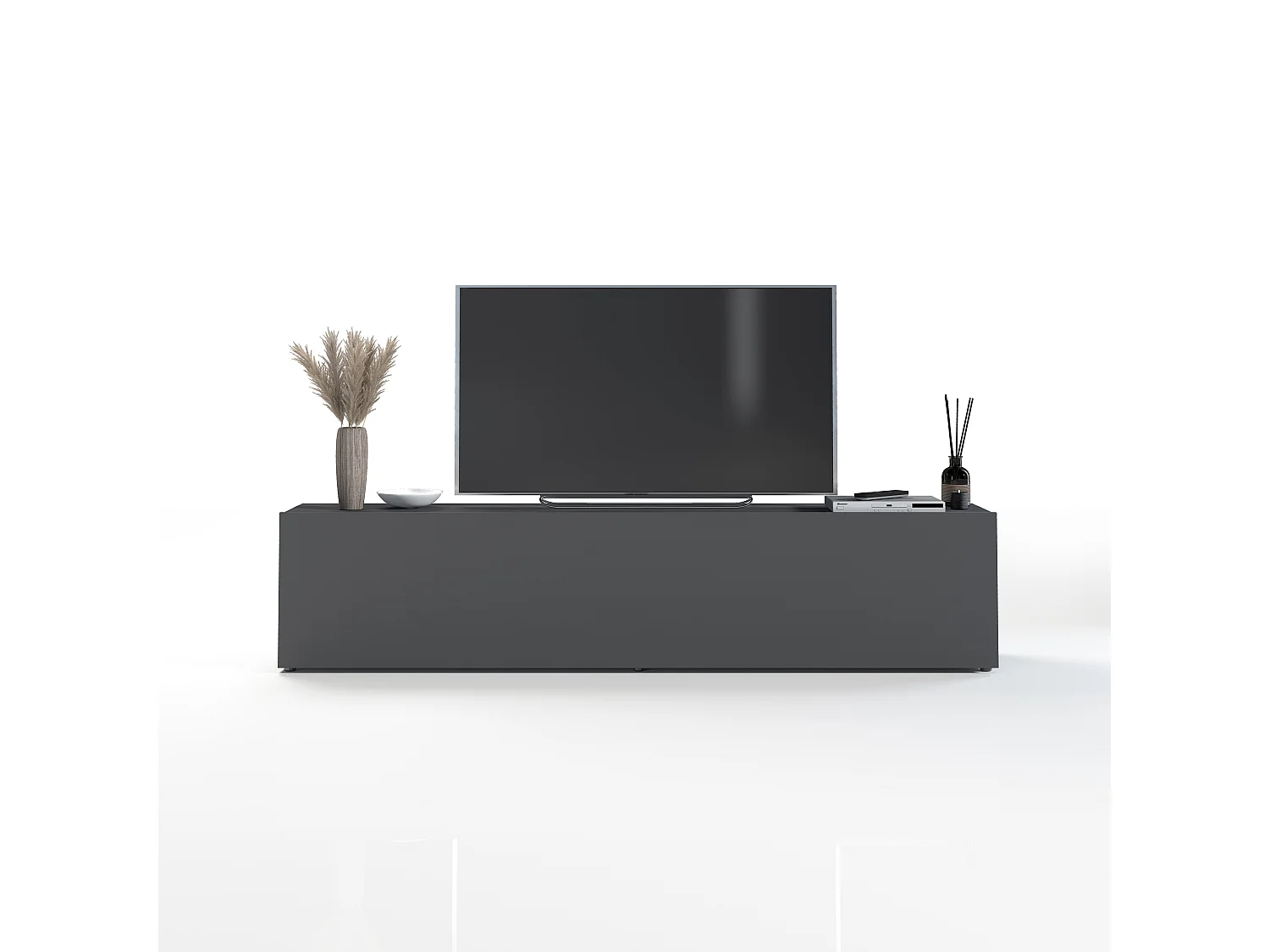 Moderne-TV-Bank für Wohnzimmer 180cm 1 Tür 2 Fächer in grau Note Low
