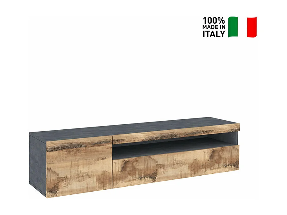 Meuble TV Industriel 155cm tiroir et armoire Steel B