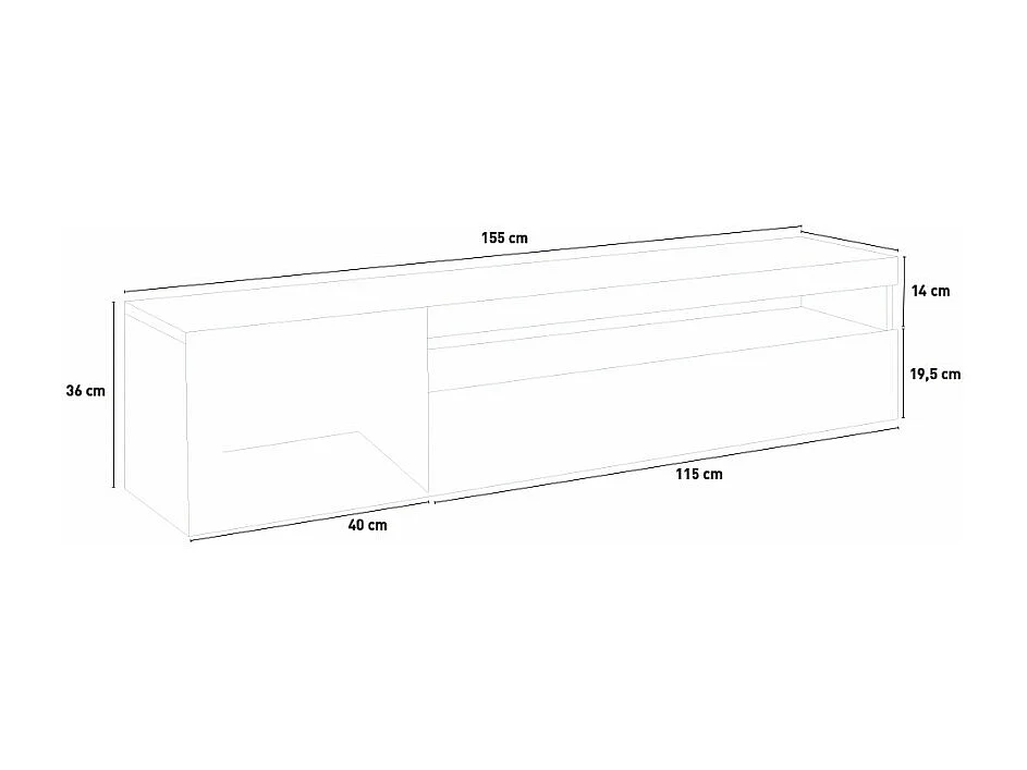 Meuble TV Industriel 155cm tiroir et armoire Steel B