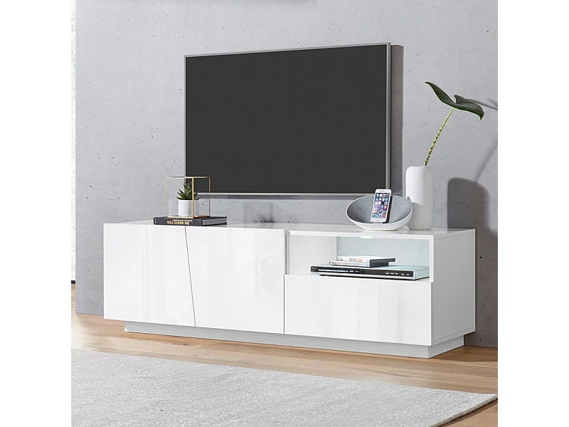 Meuble TV moderne buffet salon 2 portes 1 tiroir 150 cm Vesta