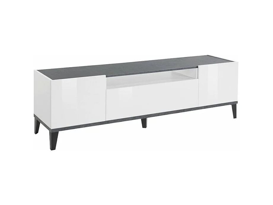 Meuble TV moderne avec 2 armoires et tiroir ardoise Hayate