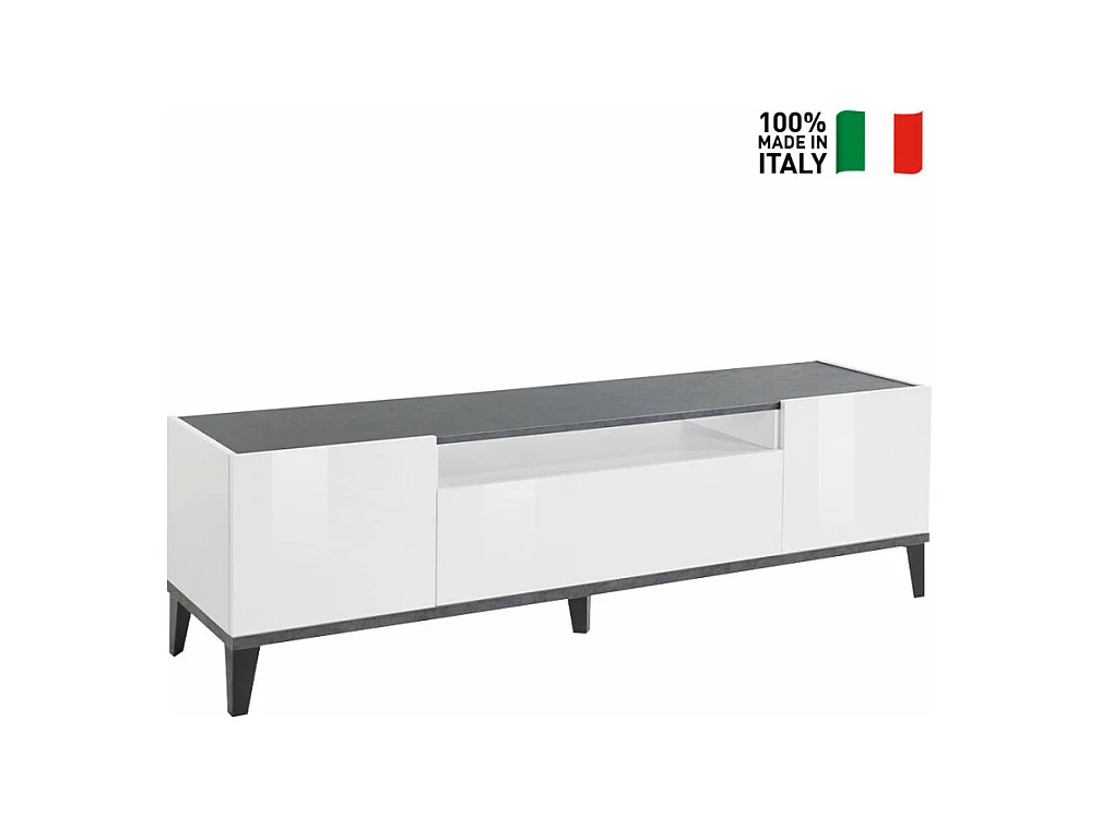 Meuble TV moderne avec 2 armoires et tiroir ardoise Hayate