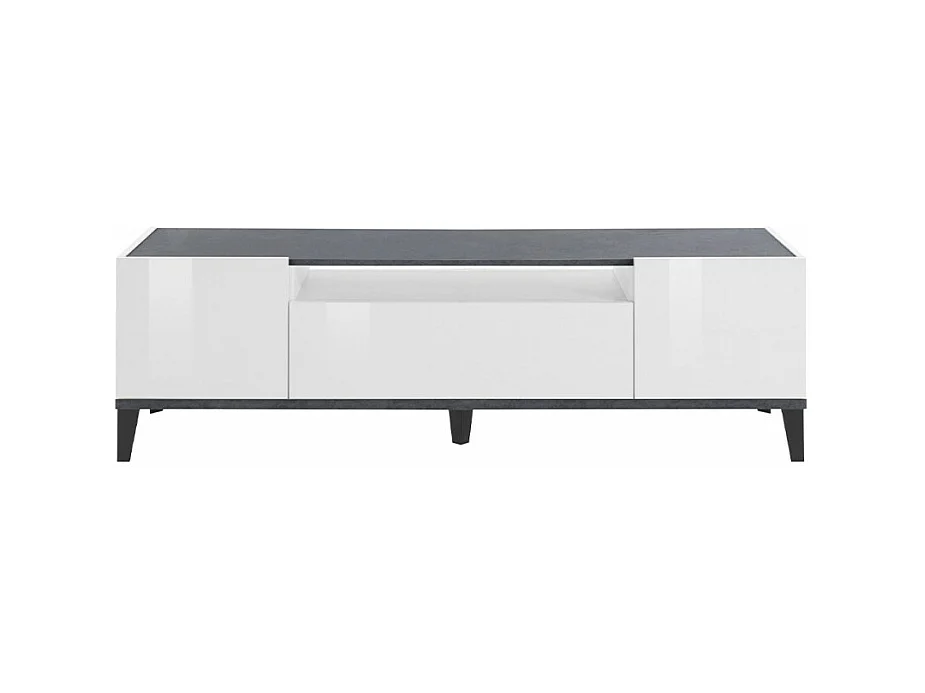 Meuble TV moderne avec 2 armoires et tiroir ardoise Hayate