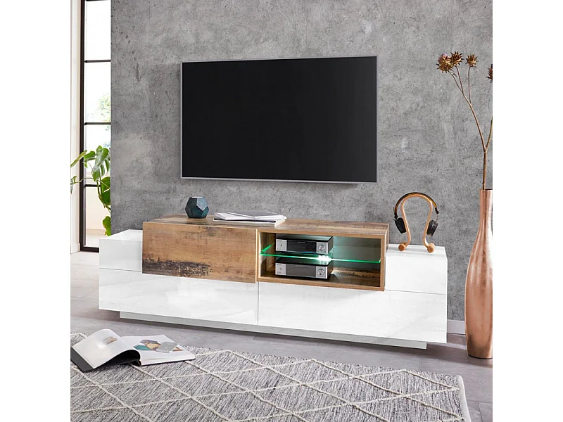 Mobile TV salotto cucina 3 ante 160cm bianco legno design Arko