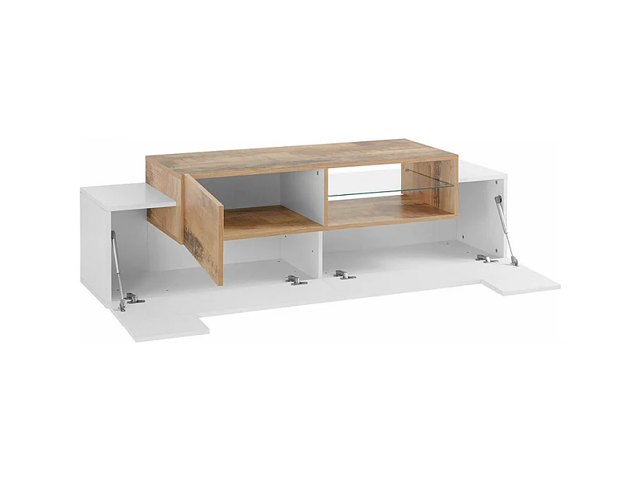 Meuble TV salon cuisine 3 portes 160cm bois blanc design Arko