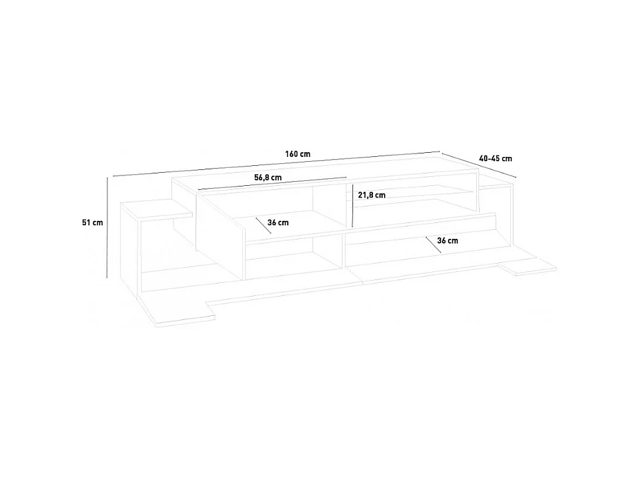 Meuble TV salon cuisine 3 portes 160cm bois blanc design Arko