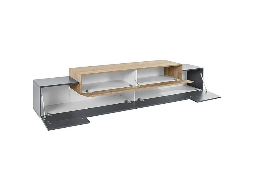 Mobile TV design moderno 240cm grigio e legno Zeus
