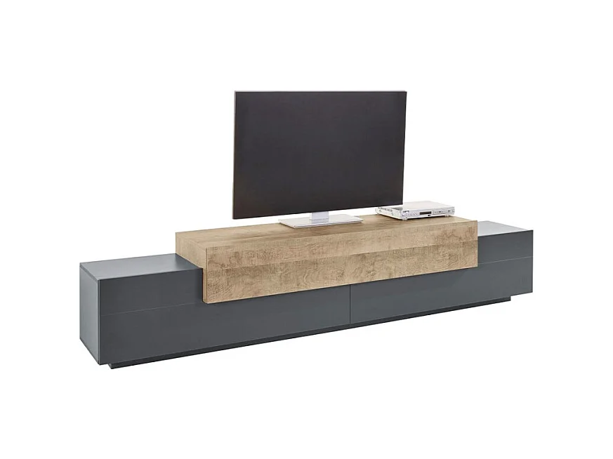 Mobile TV design moderno 240cm grigio e legno Zeus