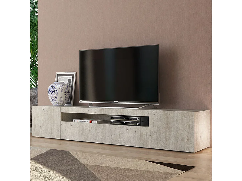 Mueble TV de diseño con puertas abatibles de cajón 200cm salón Daiquiri Anthracite L
