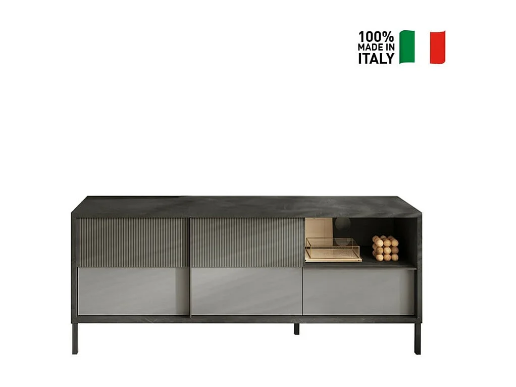 Mobile TV soggiorno moderno 2 porte 1 cassetto 156x40x64cm Glint