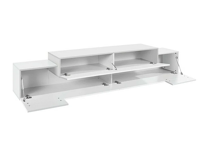 Mobile TV design moderno 240cm bianco 4 armadietti 3 porte Slim