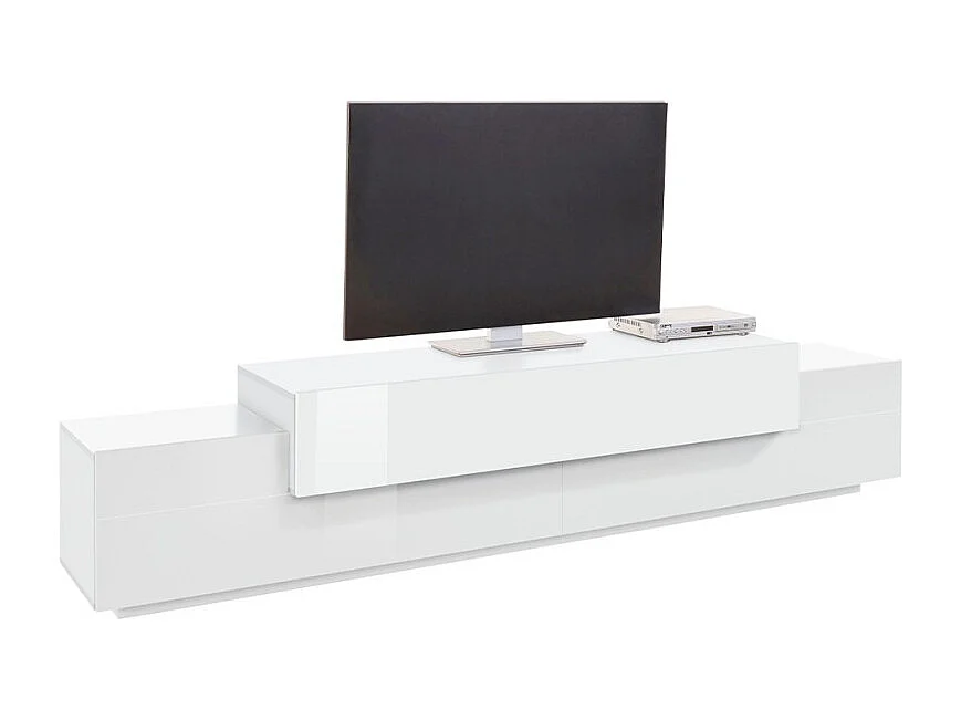 Mobile TV design moderno 240cm bianco 4 armadietti 3 porte Slim