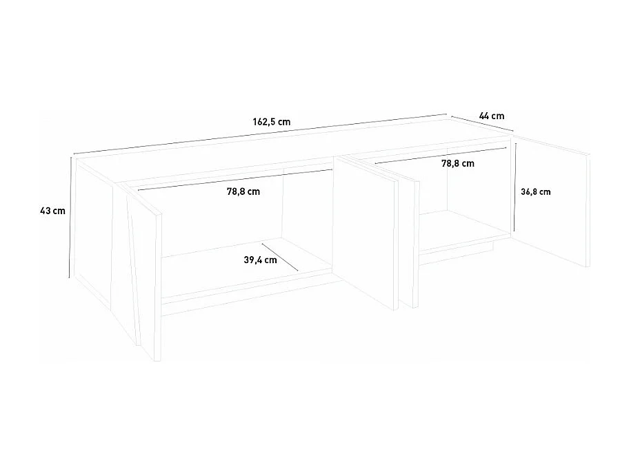 Meuble TV 4 portes 2 pièces design moderne Gemini B