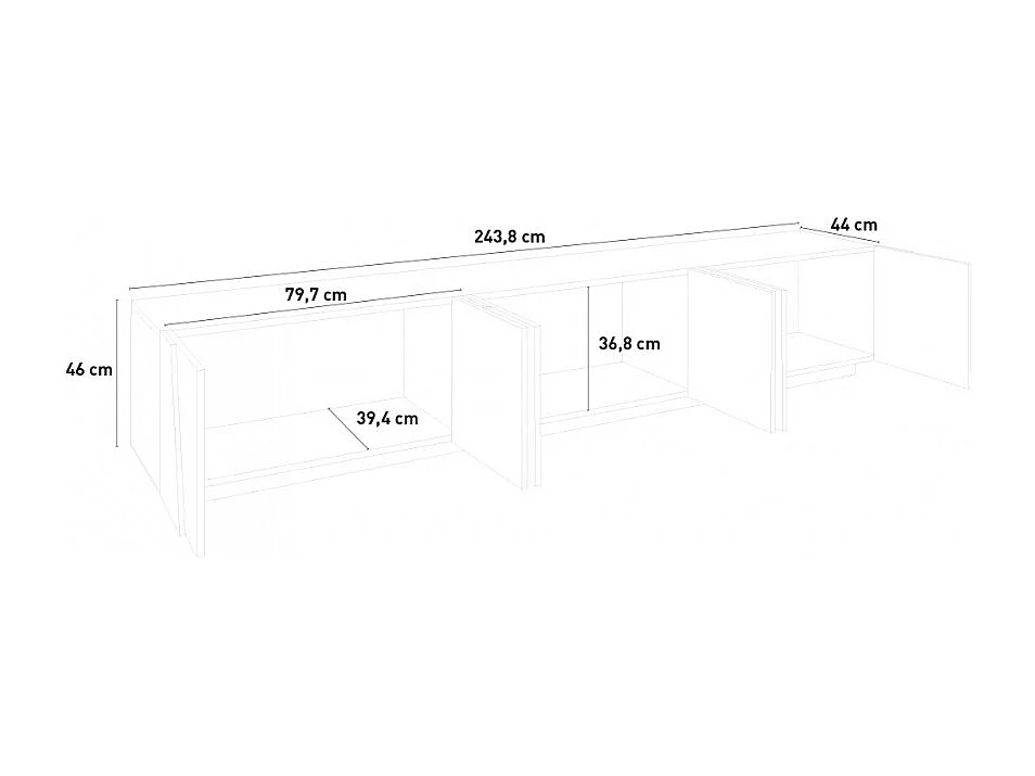 Meuble TV de salon 6 portes 3 armoires design moderne Largo