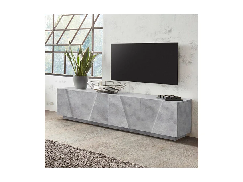 Meuble TV 4 portes 2 pièces design moderne Gemini