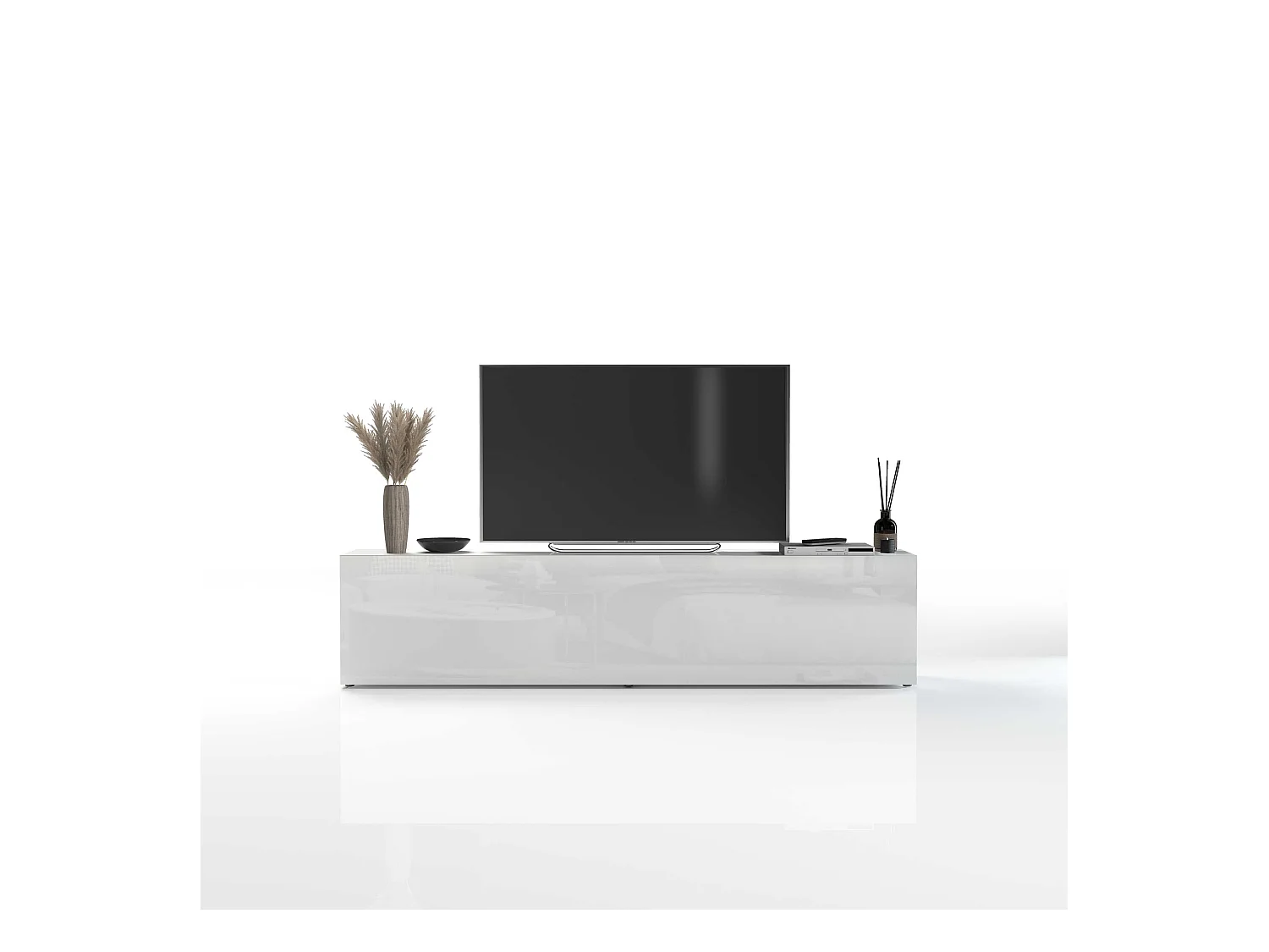 Mobile porta tv Maruska con 1 anta a ribalta bianco lucido 180x30x40 cm