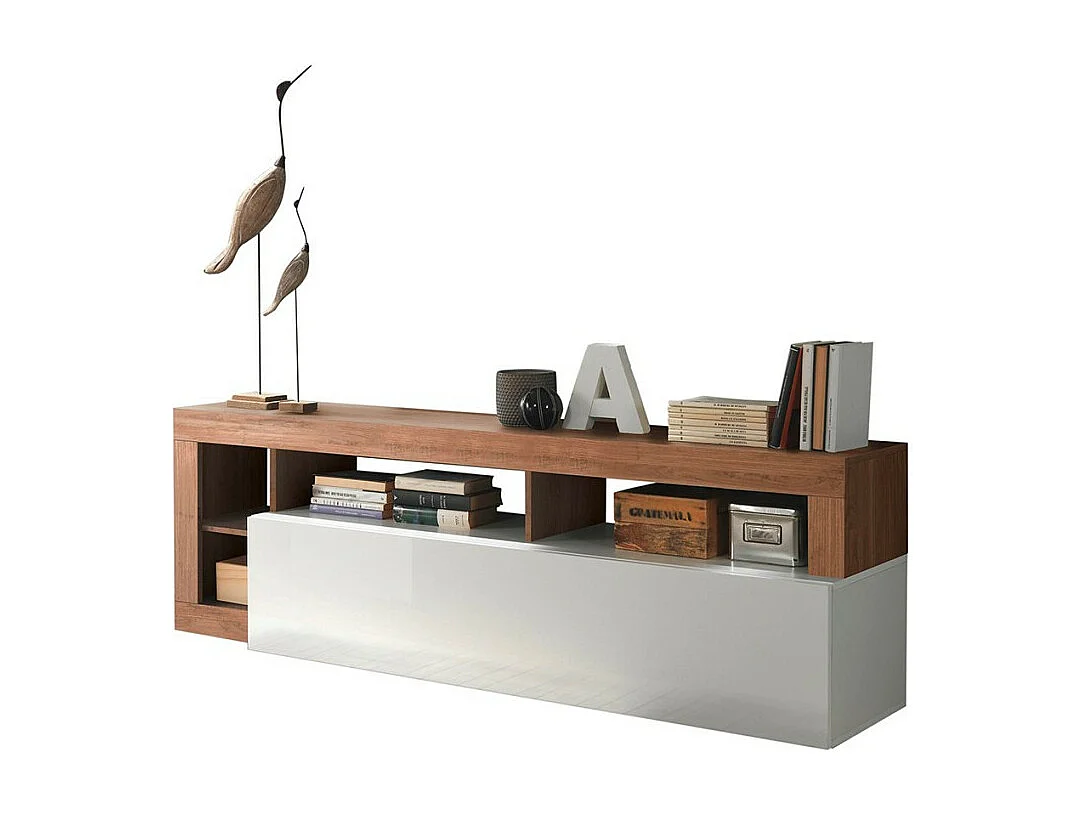 Moderner TV-Schrank aus Holz mit glänzend weißer Tür Dorian MR