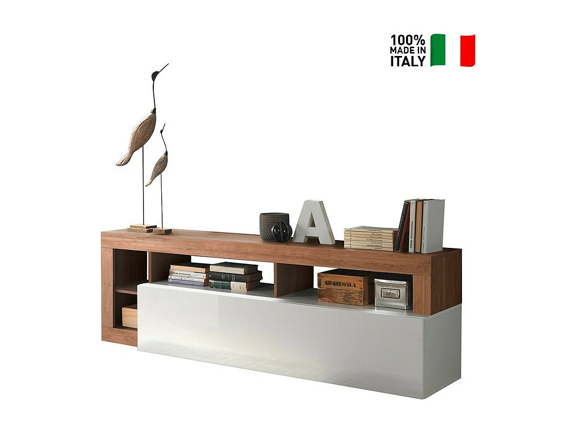 Moderner TV-Schrank aus Holz mit glänzend weißer Tür Dorian MR