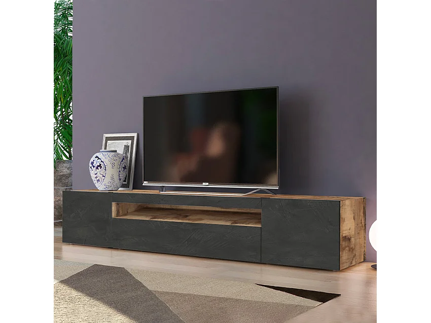 Mobile TV 200cm design 2 porte cassetto e armadio Nova