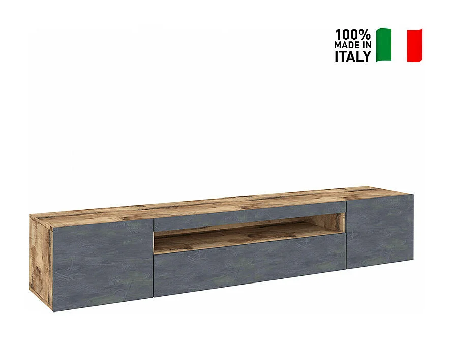 Mobile TV 200cm design 2 porte cassetto e armadio Nova