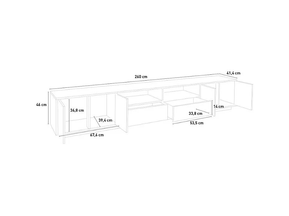 Mobile TV salotto design moderno 260cm Elios