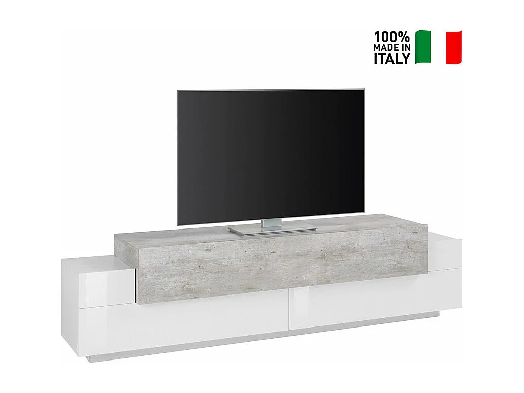 Mobile TV Design 3 ante Bianco Grigio Cemento Cubo